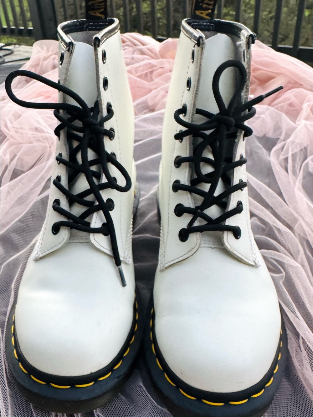 Dr. Martens 1460 Smooth White Leather 8-Eye Combat Boots Women's US 8